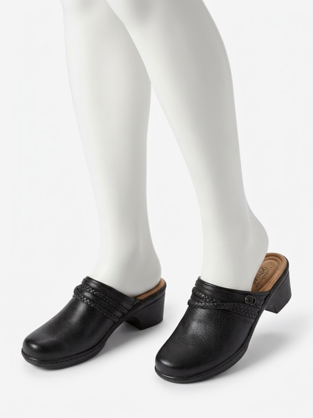 croft & barrow Black Braided Strap Leather Mules